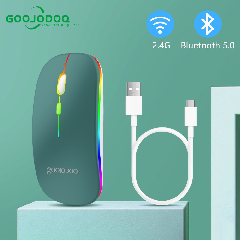 goojodoq Mouse Bluetooth Rechargeable Wireless Mouse Ultra-thin Silent LED Colorful Backlit Gaming Mouse
