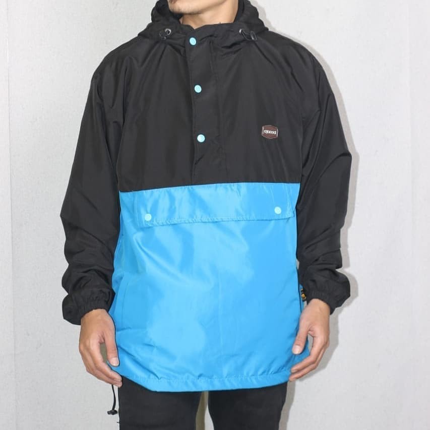 Jaket Cagoule Parasut Original Djbred - Hitam Biru Turkish