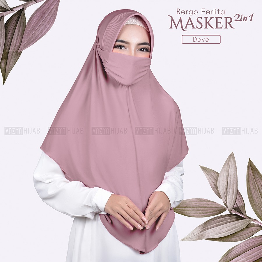 Hijab Instant Bergo Ferlita Masker 2in1-Dove