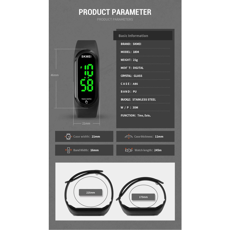 Jam Tangan Pria  SKMEI 1804 Jam Tangan LED Original SKMEI