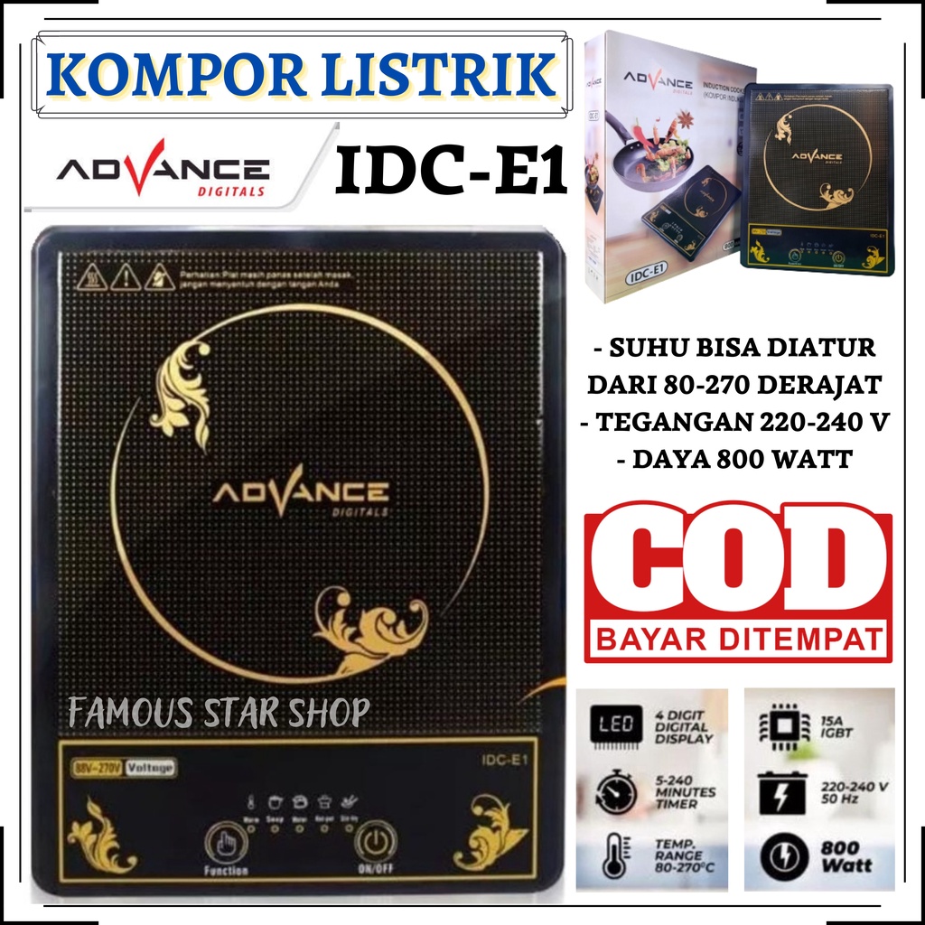 KOMPOR LISTRIK INDUKSI ADVANCE IDC-E1 | ADVANCE smart kompor listrik /Induction Cooker touch screen smart 800W | kompor listrik IDC -E1 | Kompor Induksi IDCE1 | FMS