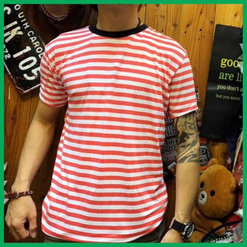 Baju Distro U6s Baju Slimfit salur kaos belang kaos stripe pria kaos salur fanta