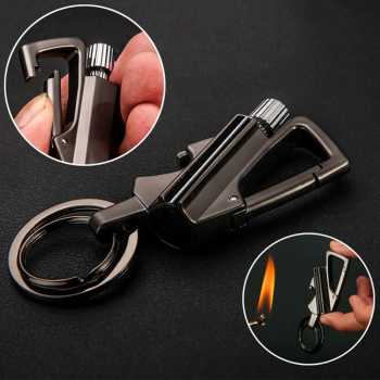 Korek Api Gantungan Carabiner Edc Multifungsi Korek Api Gantung Kunci Flint Starter Carabiner