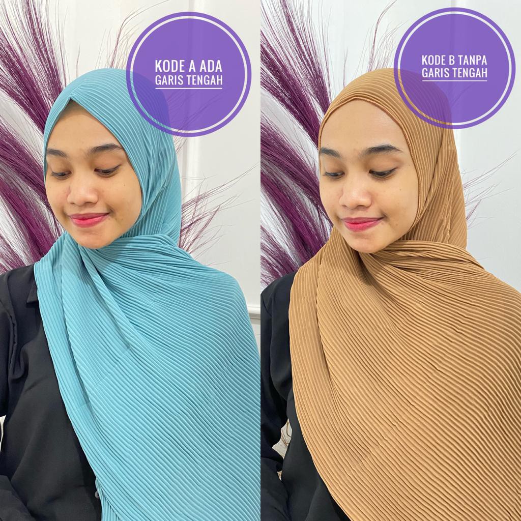 (Full Plisket Ceruty) Pashmina Pasmina Plisket Lidi Premium/ Fatin Jilbab Pasmina