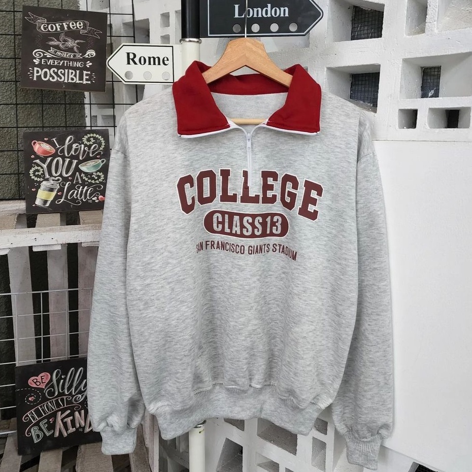 Maroon College Collar Sweater - Collar Sweater Wanita