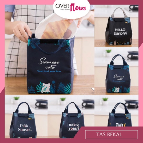 OVERFLOWS.ID Lunch Bag Tas Bekal Tempat Makan Cooler LunchBag Box Motif Anak Dewasa Tas Piknik