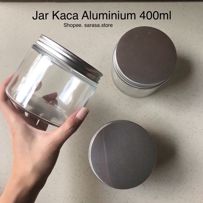 Jar toples wadah kaca  aluminium 400 ml serbaguna grosir 