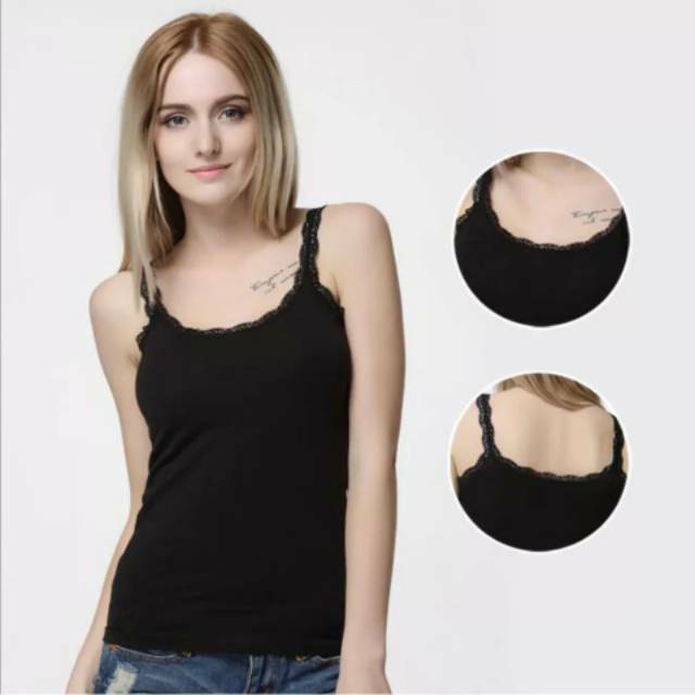 Tanktop Dalaman Wanita Renda / Camisol Singlet Wanita Renda Super Soft All Size