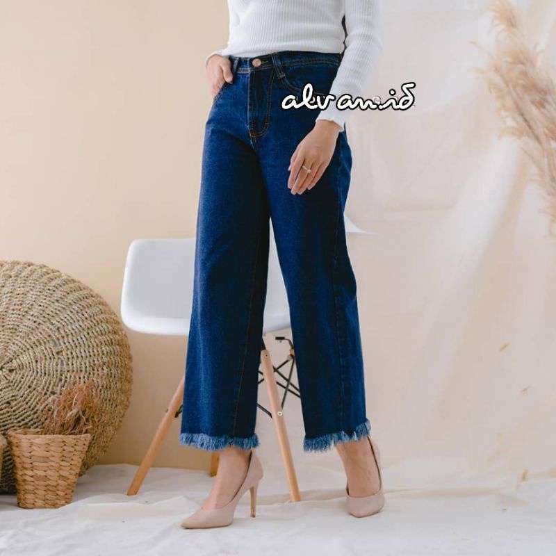 Highwaist Kulot Jeans Wanita / Kulot Jeans Rawis / Kulot Jins / Kulot