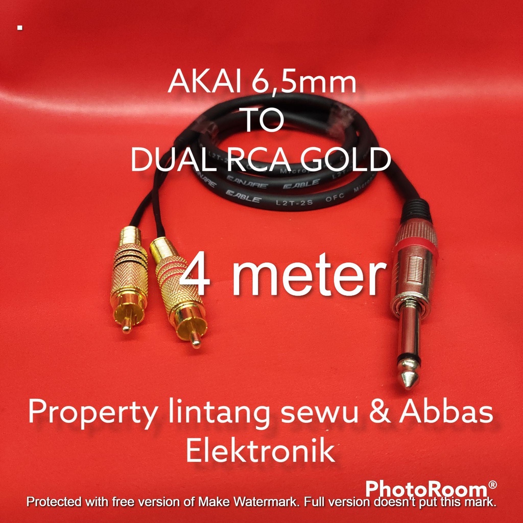 KABEL JEK AKAI 6.5MM TO DUAL RCA GOLD 4 METER