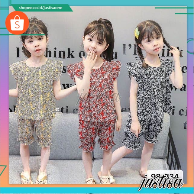 Promo !! Setelan baju anak cewek - setelan mix abstract girly import  (MIX MOTIF) ukuran 6 bulan - 2 tahun