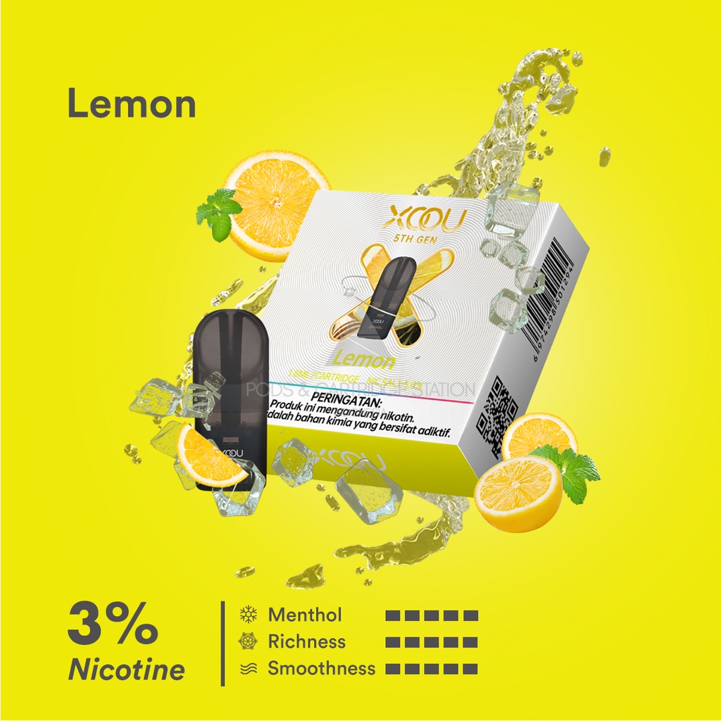 [PNCSID] [RELX COMPATIBLE] XOOU Mint Flavour Pods / Cartridge - Lemon