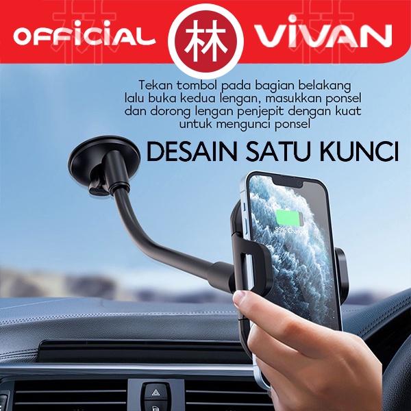 VIVAN Car Holder CHS11 Rotasi 360° Smart Lock Untuk 4.0-6.5 Inch