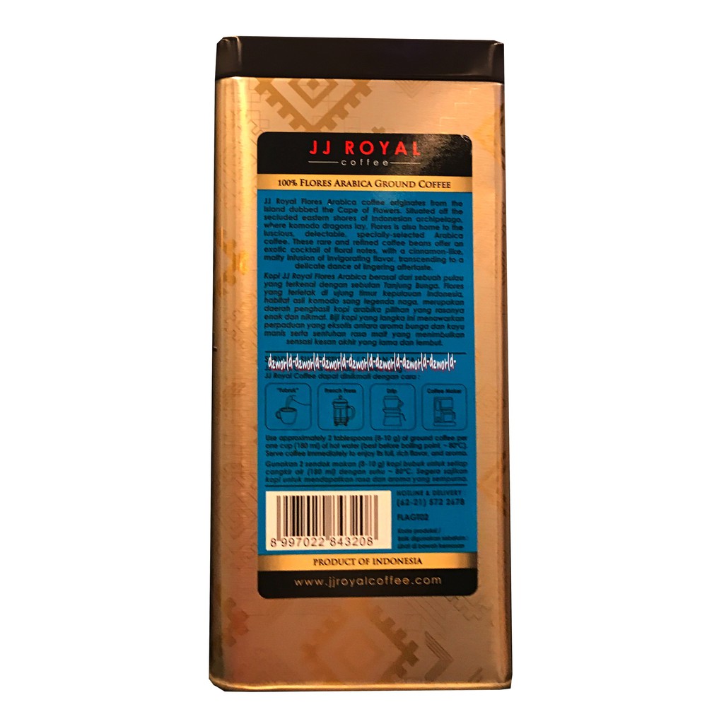 JJ Royal Flores Arabica Ground Coffee 200gr Kopi Bubuk Murni Kemasan Kaleng Kopi Instan Jjroyal Plores Arabika Jeje Royal