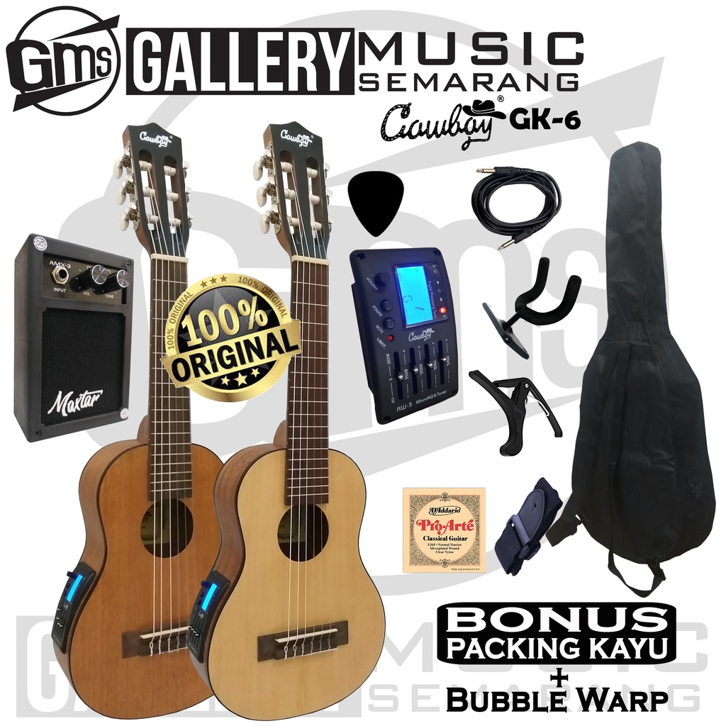 ORIGINAL!!! Guitalele Elektrik Import Merk Cowboy GK-6 NA GK 6NS Equalizer Tuner Cowboy AW-5