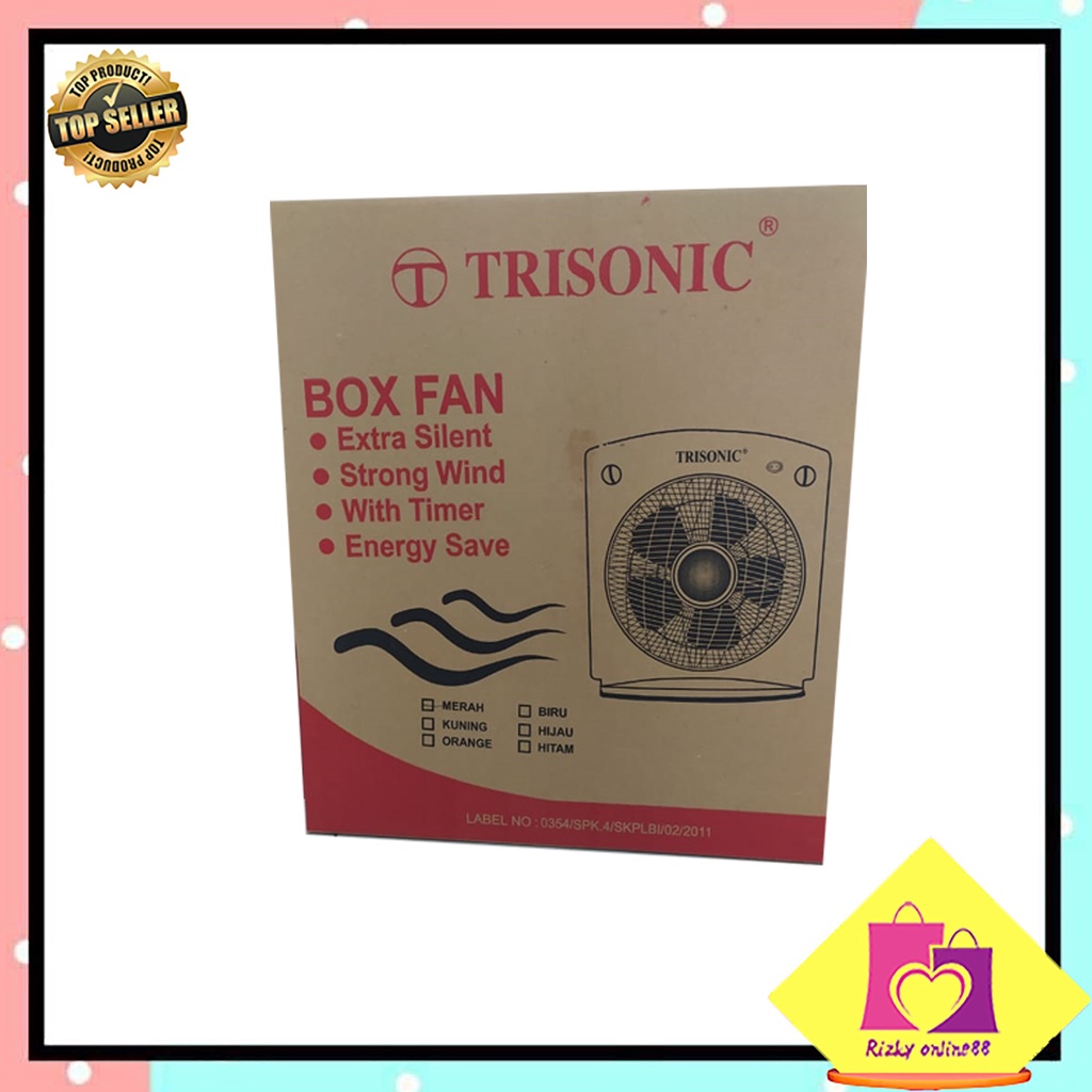 Rizkyonline88 kipas angin kotak Box fan 12 inch trisonik 1208