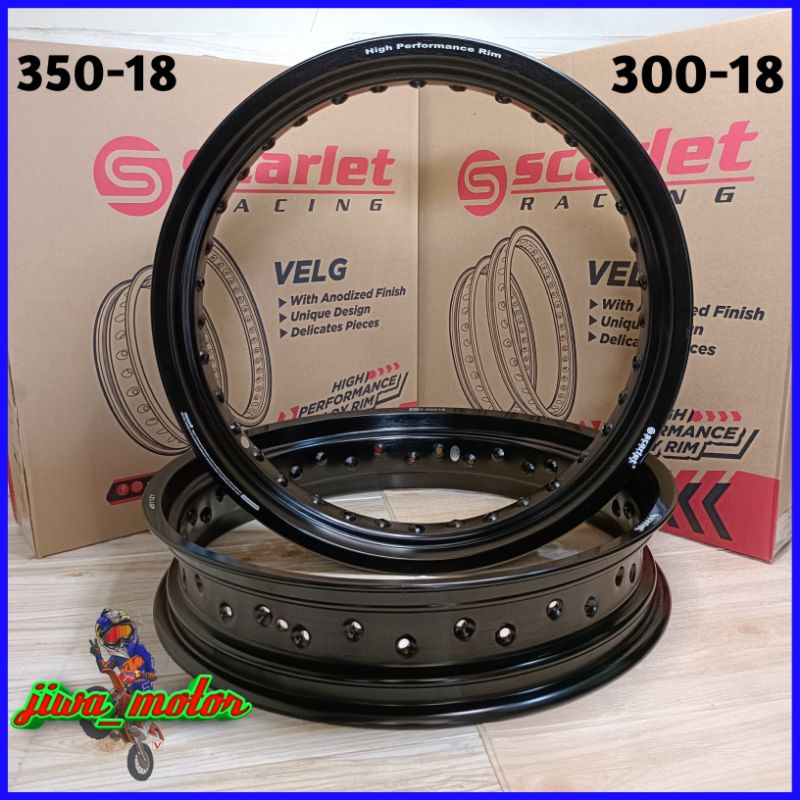 ring velg 18 300 & 350 hitam glossy harga sepasang depan belakang scarlet racing custom japstyle cof