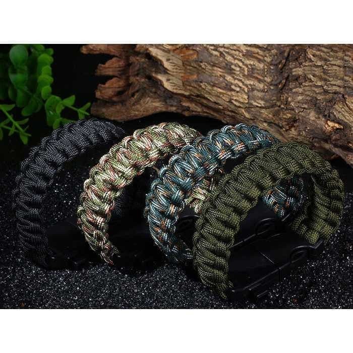 Survival Bracelet Kit Gelang Outdoor Sport Multifungsi Fire Emergency - Hitam