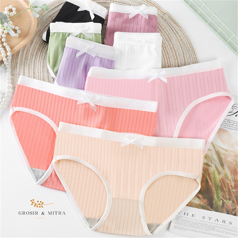 Celana Dalam Wanita Underwear Bahan Katun Lembut Halus Nyaman Digunakan Polos CD Wanita Pakaian Dalam Wanita Perlengkapan Kamar Mandi Termurah Terlaris Berkualitas CD PP Pita Putih