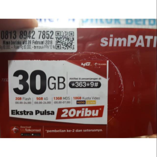 PERDANA SIMPATI 30GB MASA AKTIF PANJANG SAMPAI 31 DES 2017
