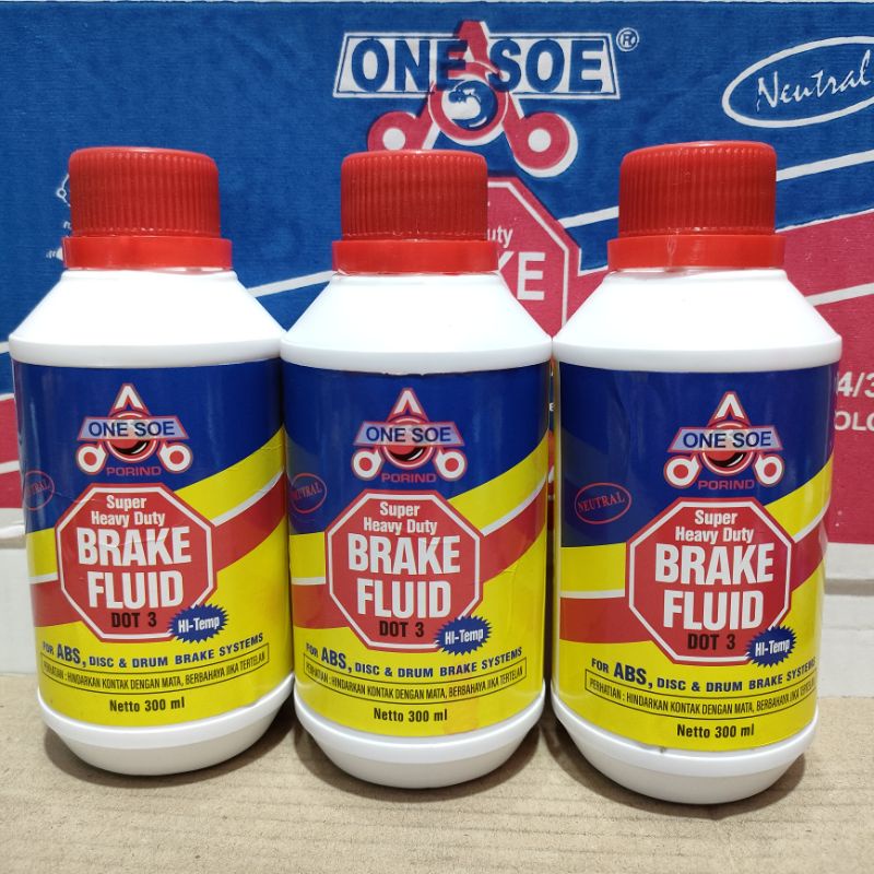 Minyak Rem ONE SOE 300ml Dot 3 Warna Merah Brake Fluid Oli Rem Minyak Rem 300ml Motor / Mobil