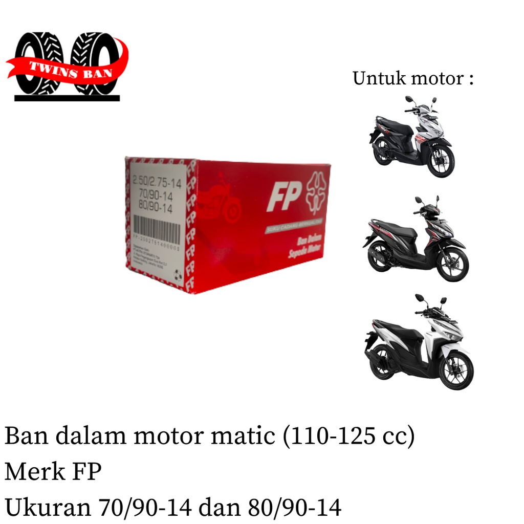 Ban dalam (depan dan belakang) motor matic (110 - 125 cc) merk Federal ukuran 70, 80 / 90 - 14