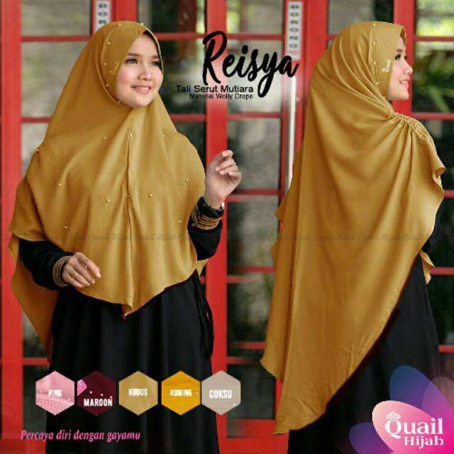 REISYA QUAIL HIJAB | ORIGINAL QUAIL HIJAB | khimar Kuning | Khimar Kondangan | Khimar Mutiara