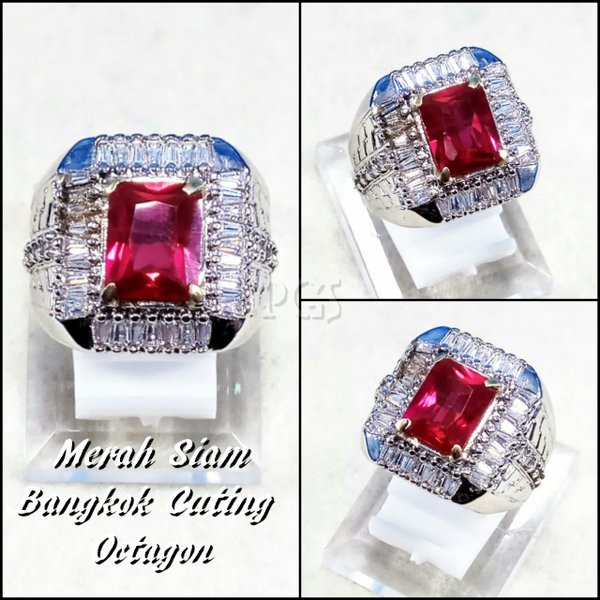 CINCIN PERMATA MERAH SIAM CUTING OCTAGON OCTAGON UP 9MOHS KILAU MEMPESONA