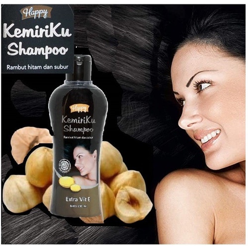 [ORI] Shampoo Penghilang Uban dengan Vitamin E &amp; Kemiri Asli Menghitamkan dan Menyuburkan Rambut - Happy Kemiriku Shampoo