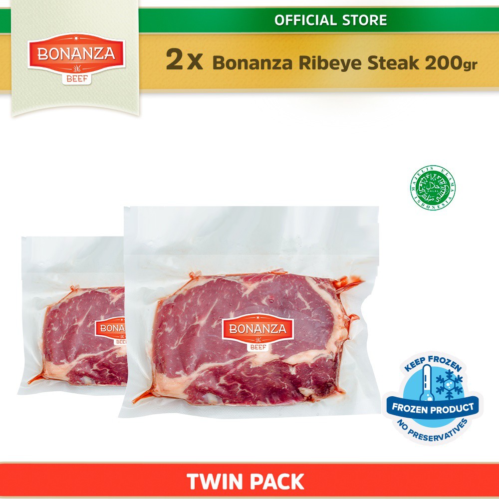 

Bonanza Beef Ribeye Steak 200gr (ISI 2 PACKS) - Twin Pack