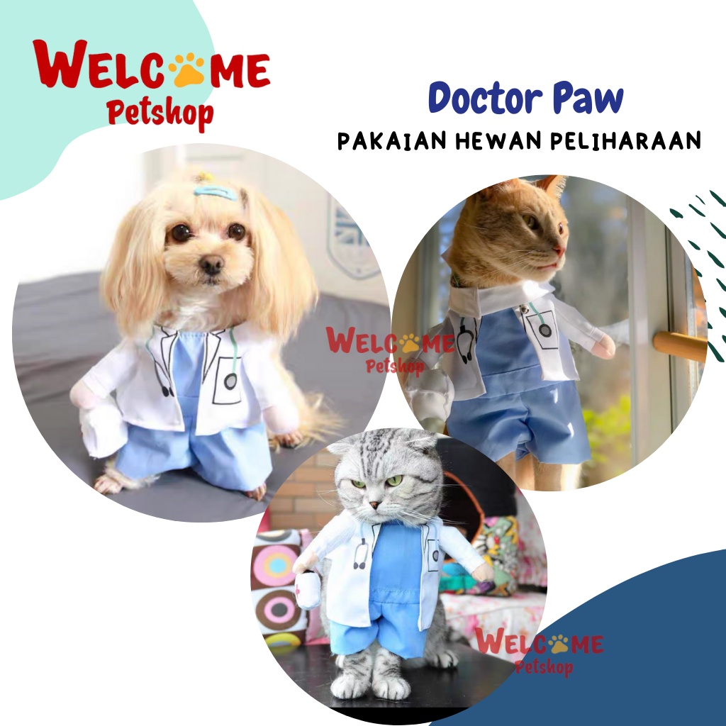 Doctor Paw Baju Pakaian Kostum Anjing Kucing Dokter Suster Lucu