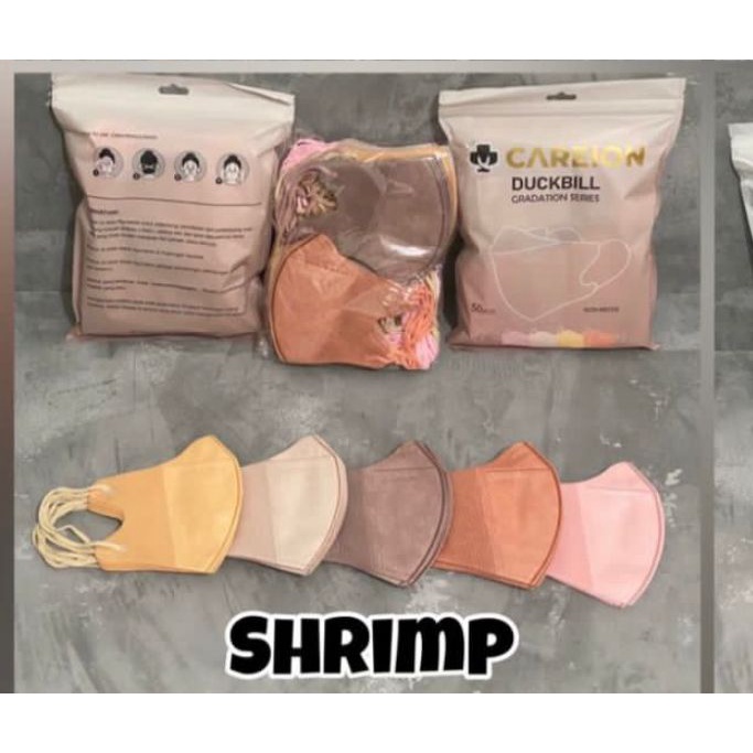 MASKER DUCKBILL CAREION FACEMASK WARNA ISI 50PC-GRADASI SHRIMPINK CR