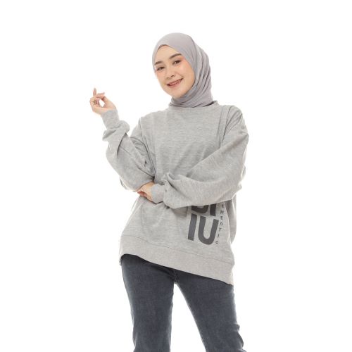 Sweater Oversize Wanita Korean Grey Misty