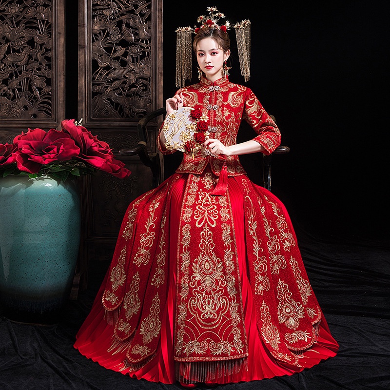 Xiuhe Pengantin 2022  Pernikahan Cina Gaun Shiyin Cina Pernikahan Gaun Pernikahan Gaun Kuno Kostum C