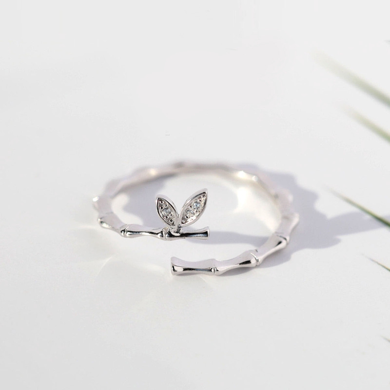 Cincin Kasual Ring Kuncup Bambu Zirkon Pembukaan Disesuaikan Wanita Perhiasan Rings Women Jewelry