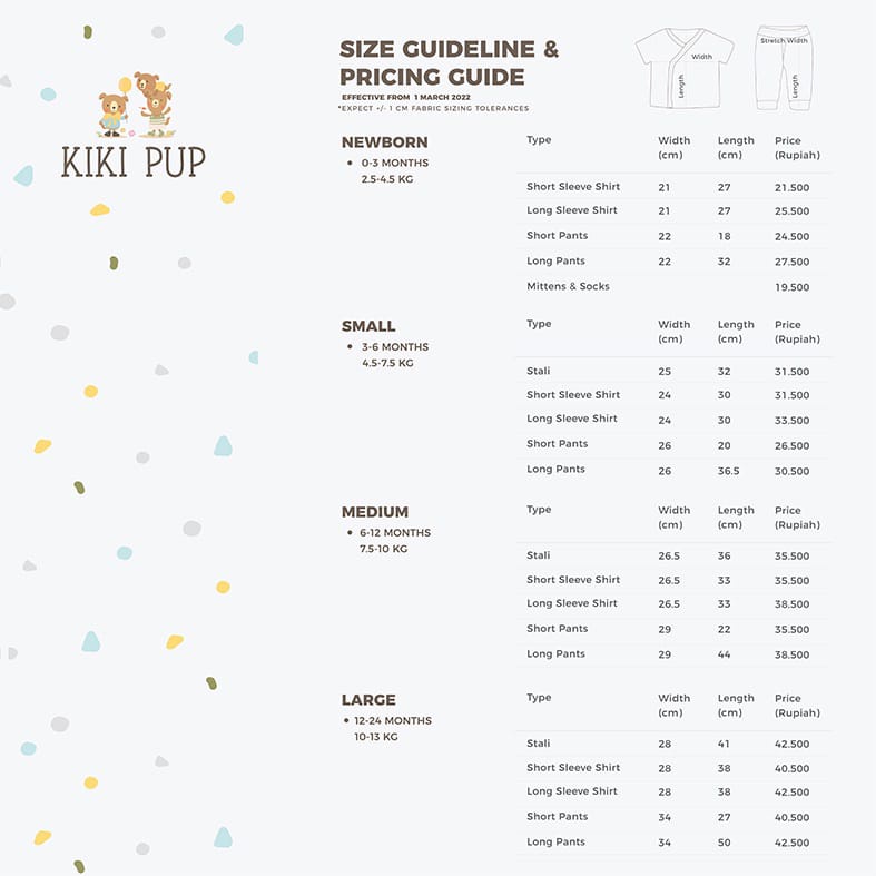 KIKI PUP - Short Set Pajama / Setelan Bayi Dan Anak Unisex 0 bulan - 12 bulan