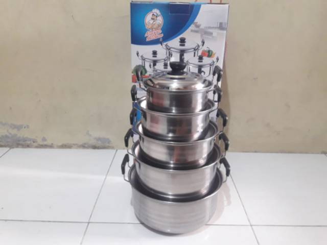 PANCI MURAH 5 SET - PANCI 5 SUSUN STAINLESS STEEL - PANCI MUSCLE KITCHEN - TOKO HAF STORE