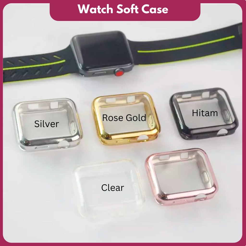 Soft Case untuk watch Series 7 6 SE 5 4 3 2 1 42mm 44mm 45mm Clear Protector Watch Cover  Bumper iWatch 38mm 40mm 41mm Softcase Jam Full Screen