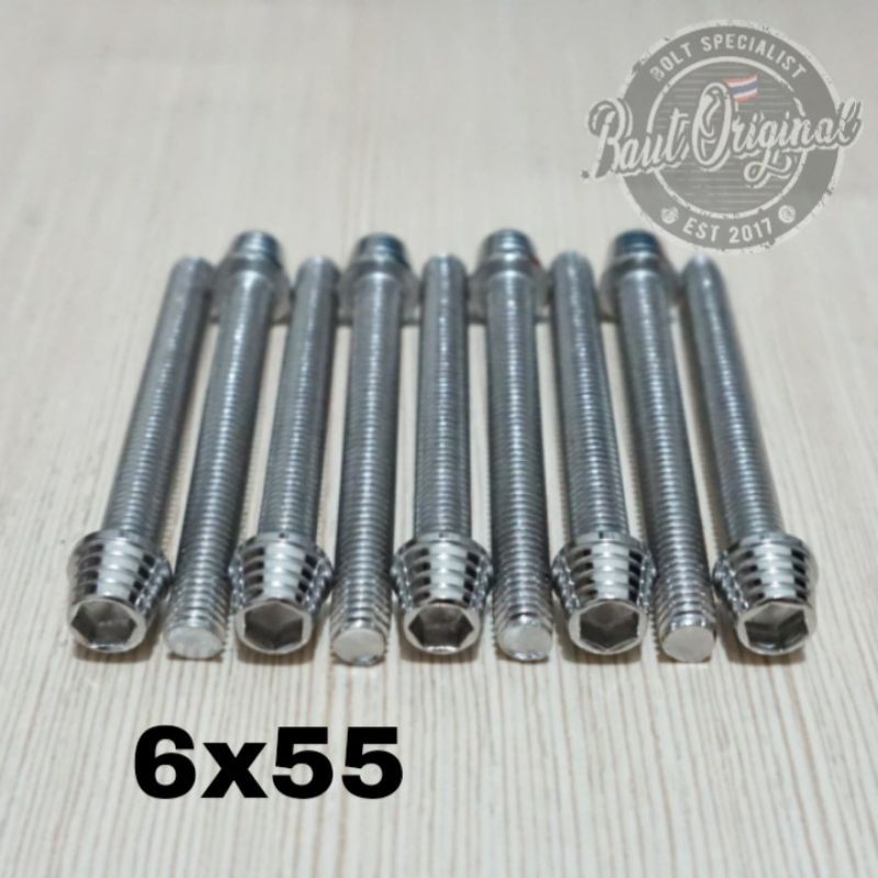 Baut probolt kerucut silver 6x55 drat 10 panjang 5.5cm heng thailand harga satuan
