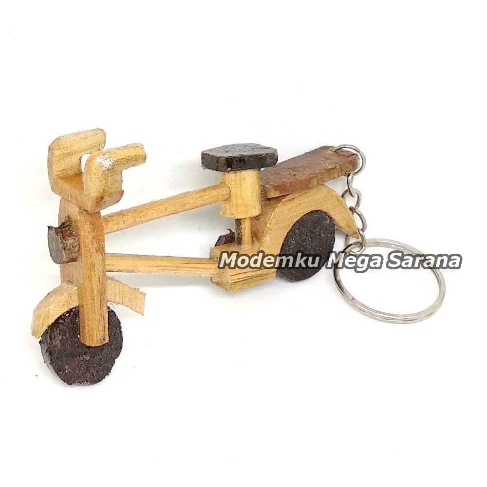 Souvenir Gantungan Kunci Sepeda Onthel Kayu - Isi 10pcs