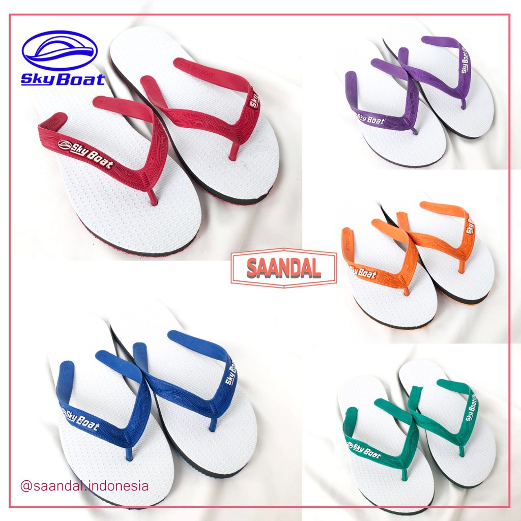 Sandal Jepit Putih Karet Sky Boat Seri Pria Wanita Anak (BISA SATUAN COD)