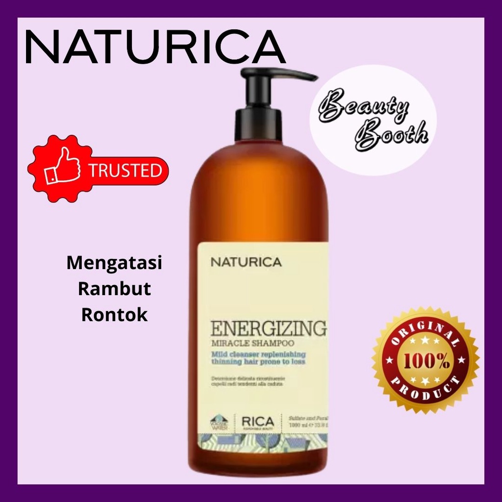 NATURICA ENERGIZING SHAMPOO 1000ML | Mengurangi Rambut Rontok | Menumbuhkan rambut baru | Memperkuat akar rambut