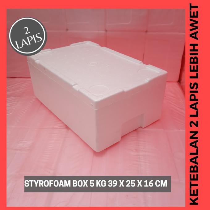 ✅Populer STYROFOAM BOX 5 KG TEBAL / 2 LAPIS UKURAN 39 x 25 x 16 cm