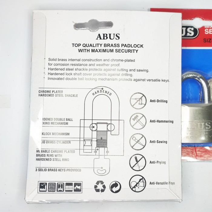 GEMBOK NEKEL ABUS PANJANG ATAU PENDEK - Pendek, 30mm JB898