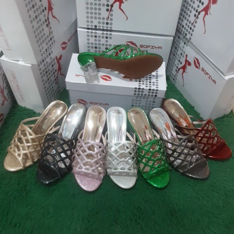 SOFIYA SANDAL PESTA WANITA TAPAK  KACA IMPORT#8027-13