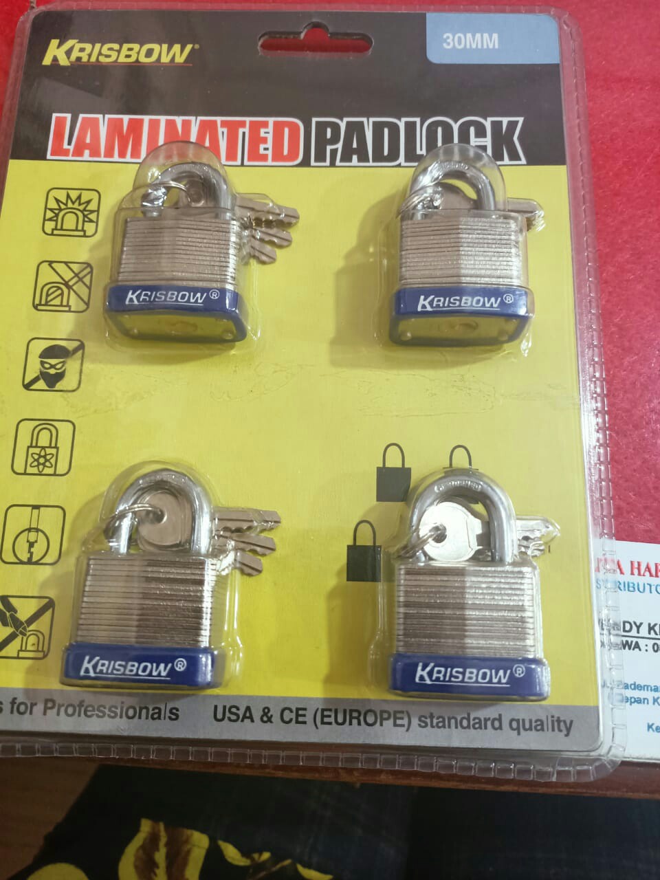 Krisbow Gembok Rumah Set Isi 4, Bahan Laminated Steel