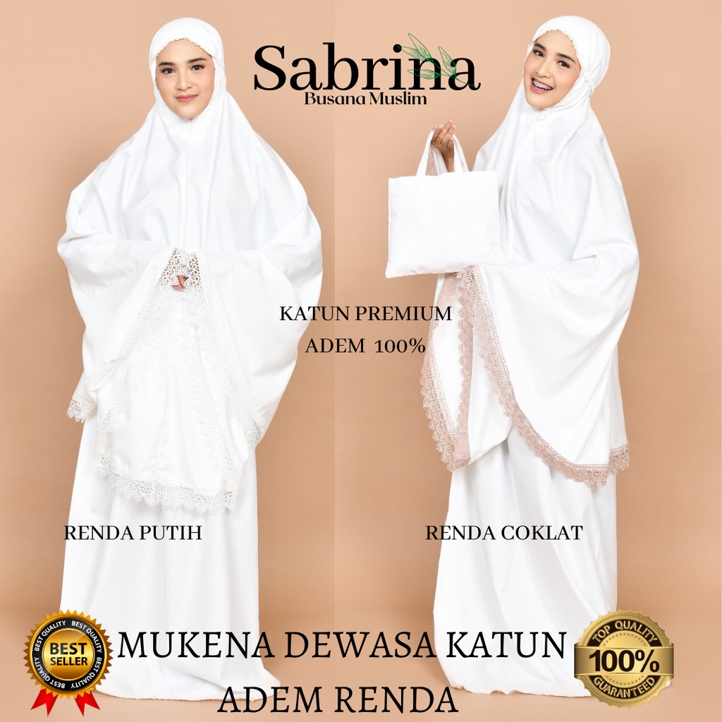 MUKENA DEWASA KATUN PREMIUM / MUKENA REMAJA KATUN PUTIH POLOS RENDA PREMIUM / MUKENA KATUN ADEM / MU