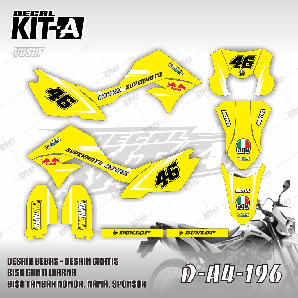 Decal New Dtracker 150 MOTIF SIMPLE KUNING D-A4-196