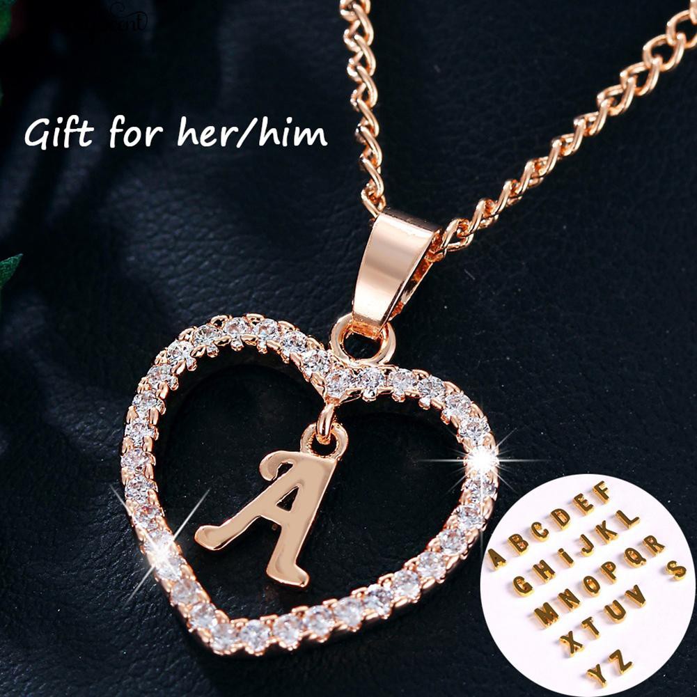 ❤❥Ringkas Hati Berongga Alphabet Unisex Necklace