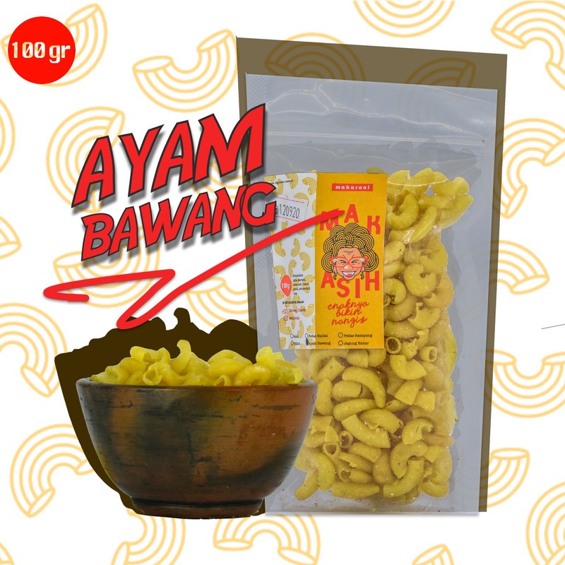 

Kemasan 100 gr Makaroni MakAsih Camilan Enak Rasa Ayam Bawang
